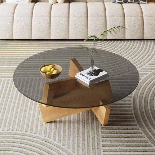 Couchtisch rund glas - rund, grau
