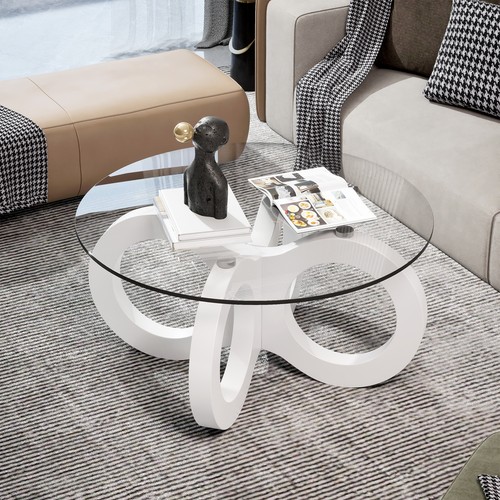 Couchtisch glas holz rund - couchtisch,