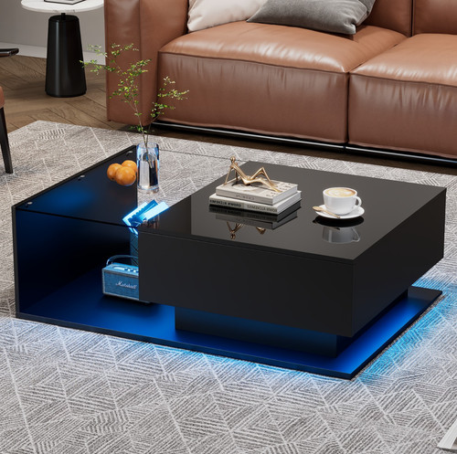 Glas couchtisch mit led - couchtisch,