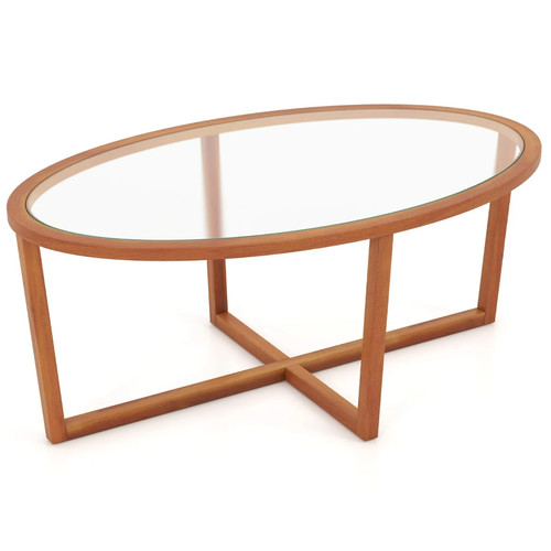 Glas couchtisch mit kreuzfuß - glas,