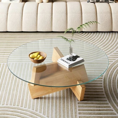 Couchtisch rund glas klar - glas,