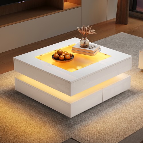 Couchtisch 70cm glasplatte led - couchtisch,