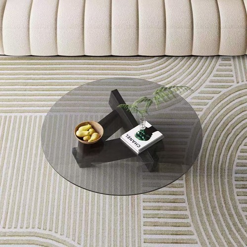 Couchtisch rund glas grau - glas,