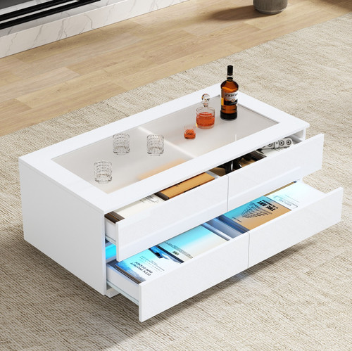 Hochglanz couchtisch mit led - hochglanz,