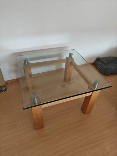 Massiver couchtisch glas holz - glas,