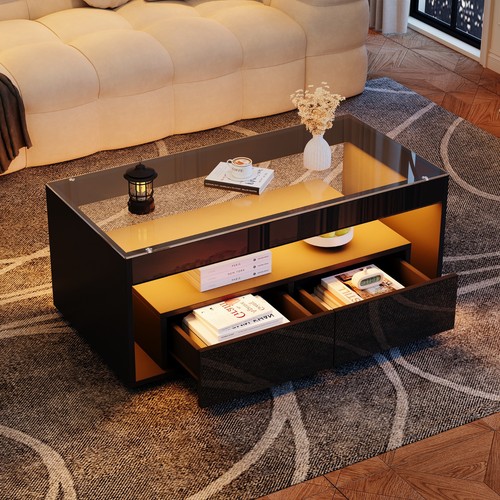 Schwarz glas couchtisch mit - schwarz,